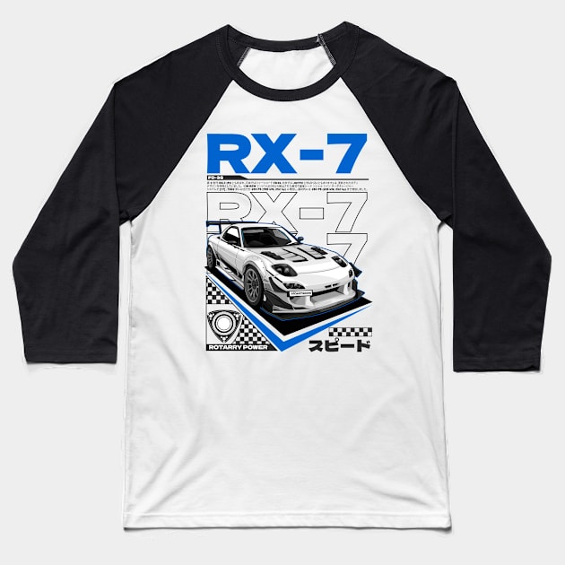 JDM LEGEND MAZDA RX7 FD3S -WHITE Baseball T-Shirt by HFP_ARTWORK